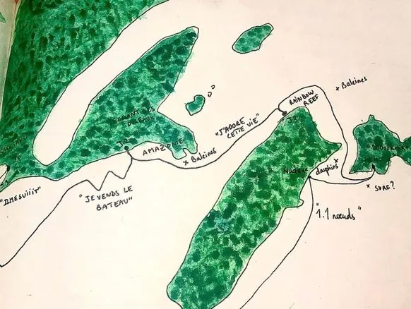 Carte dessinée à la main des îles traversées